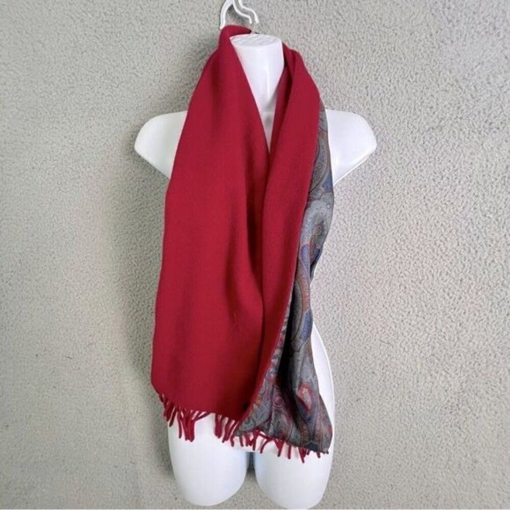 MACKENZIES MENS WOOL SCARF RED/PAISLEY